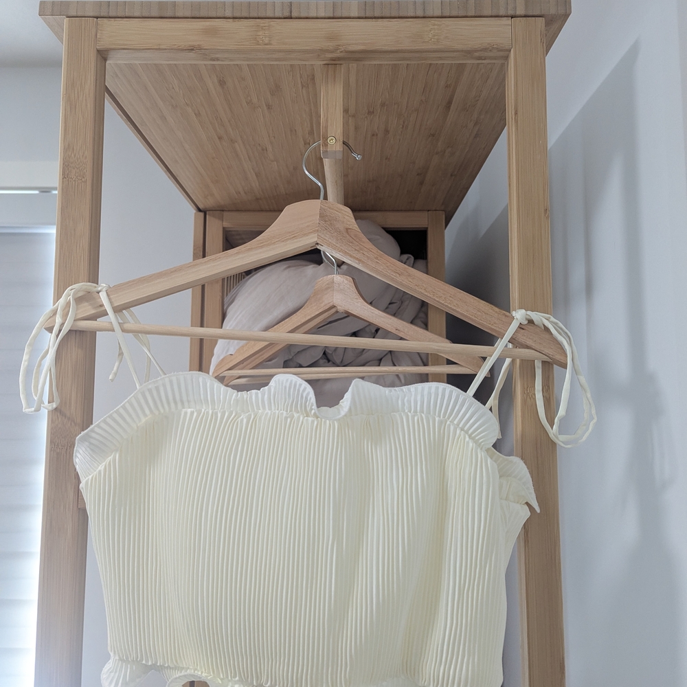 Unbranded Cream Pleated Strap Top - Lightweight Summer Layer